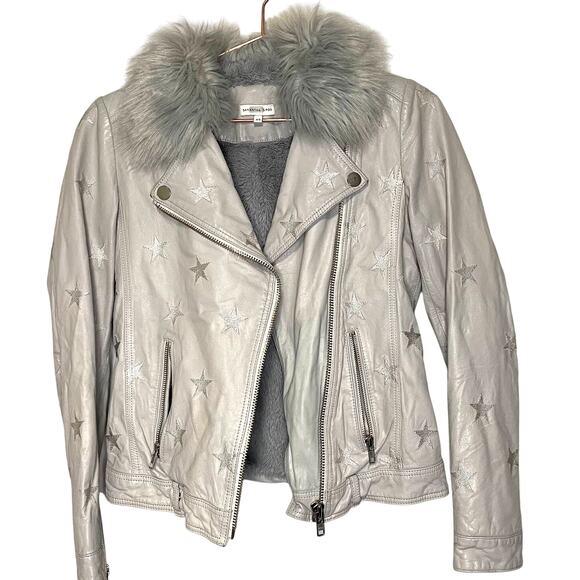 Samantha Sipos Seeing Stars Leather Faux Fur Lined Jacket Size Extra Small - Picture 2 of 13